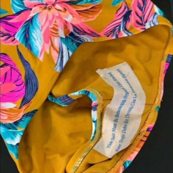 XHilaration Women's Mustard Floral One Piece Bathing Suit Swimwear Size Large - Picture 6 of 11